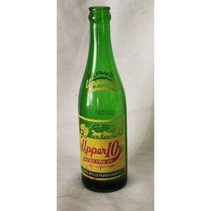 Vintage‎ Upper 10 Green Glass Lemon Lime Soda Bottle 12 oz